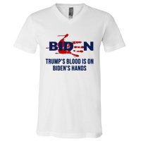 TrumpS Blood On BidenS Hands V-Neck T-Shirt