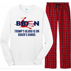 TrumpS Blood On BidenS Hands Long Sleeve Pajama Set