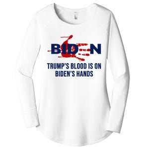 TrumpS Blood On BidenS Hands Women's Perfect Tri Tunic Long Sleeve Shirt