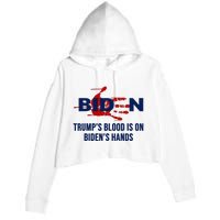 TrumpS Blood On BidenS Hands Crop Fleece Hoodie