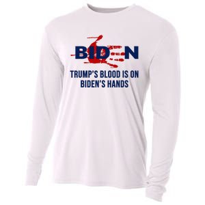 TrumpS Blood On BidenS Hands Cooling Performance Long Sleeve Crew