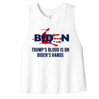 TrumpS Blood On BidenS Hands Women's Racerback Cropped Tank