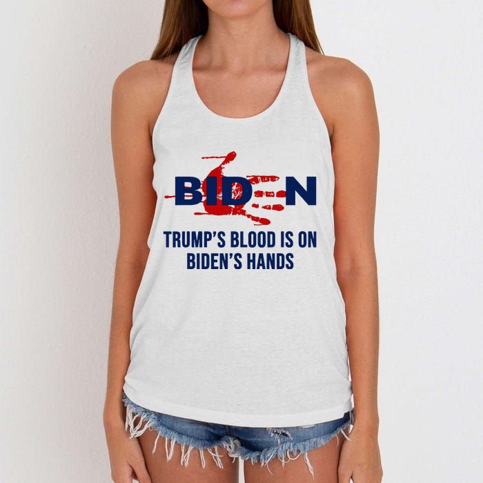 TrumpS Blood On BidenS Hands Women's Knotted Racerback Tank