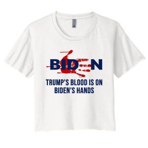 TrumpS Blood On BidenS Hands Women's Crop Top Tee