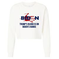 TrumpS Blood On BidenS Hands Cropped Pullover Crew