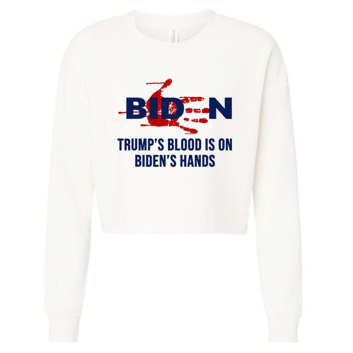 TrumpS Blood On BidenS Hands Cropped Pullover Crew