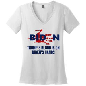 TrumpS Blood On BidenS Hands Women's V-Neck T-Shirt