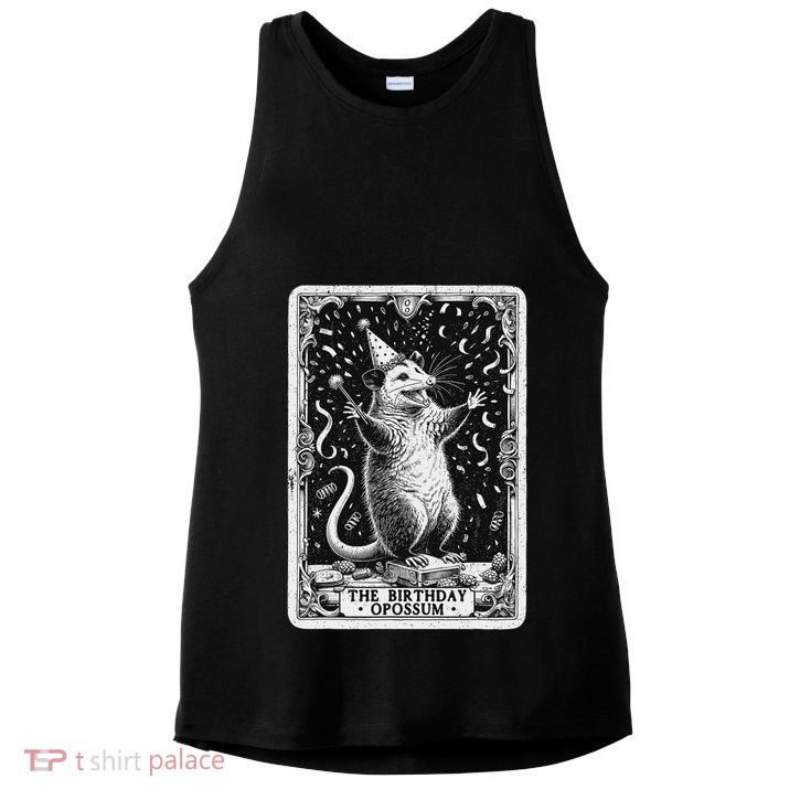 The Birthday Opossum Tarot Card Opossum Ladies PosiCharge Tri-Blend Wicking Tank