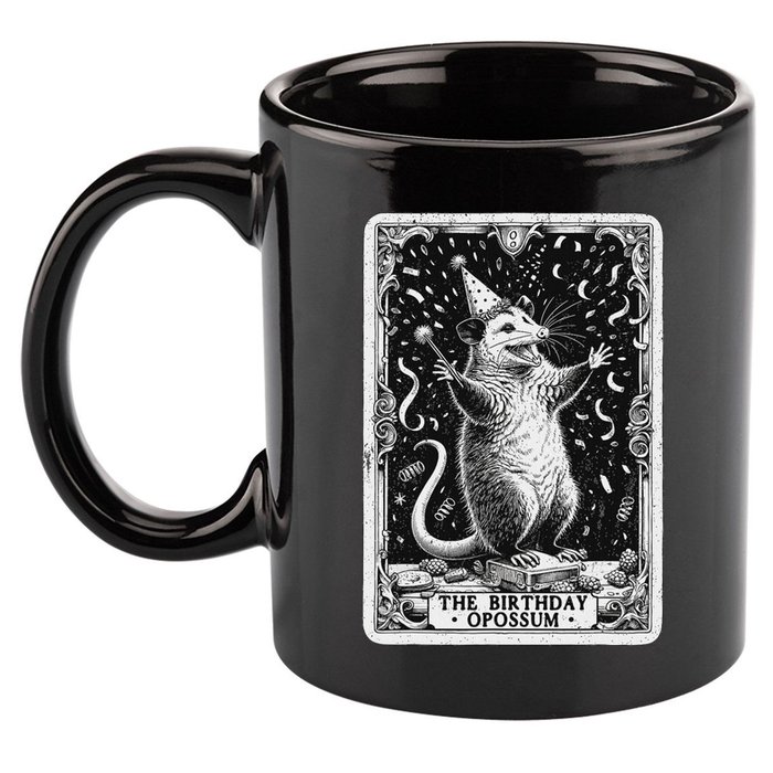 The Birthday Opossum Tarot Card Opossum 11oz C Handle Ceramic Mug