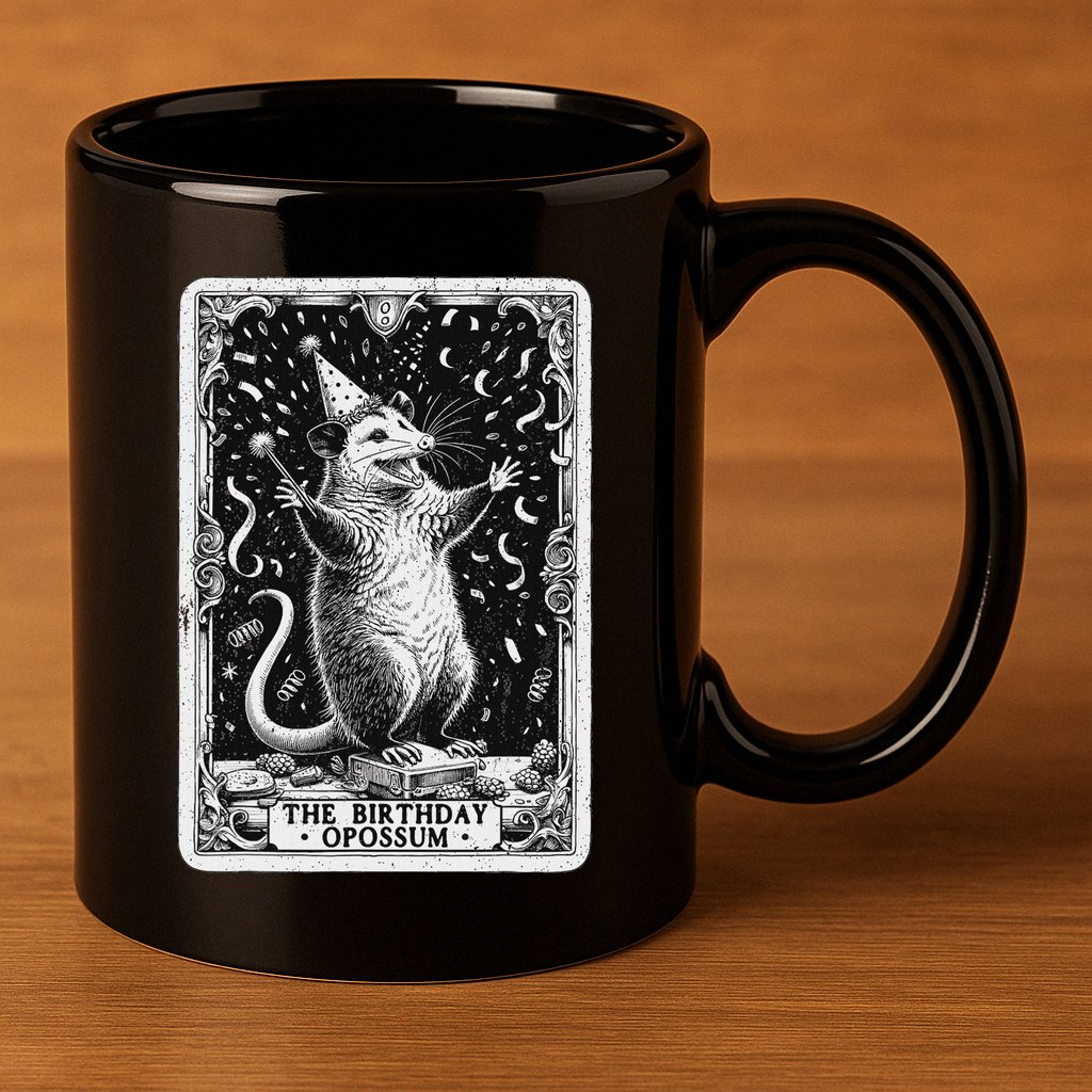 The Birthday Opossum Tarot Card Opossum 11oz C Handle Ceramic Mug