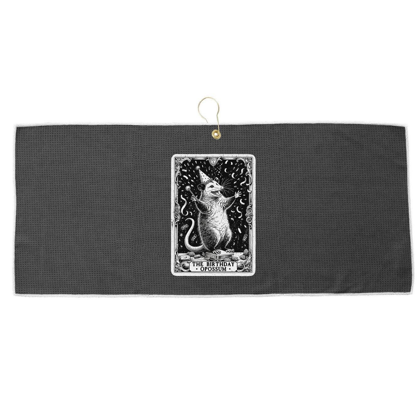 The Birthday Opossum Tarot Card Opossum Large Microfiber Waffle Golf Towel