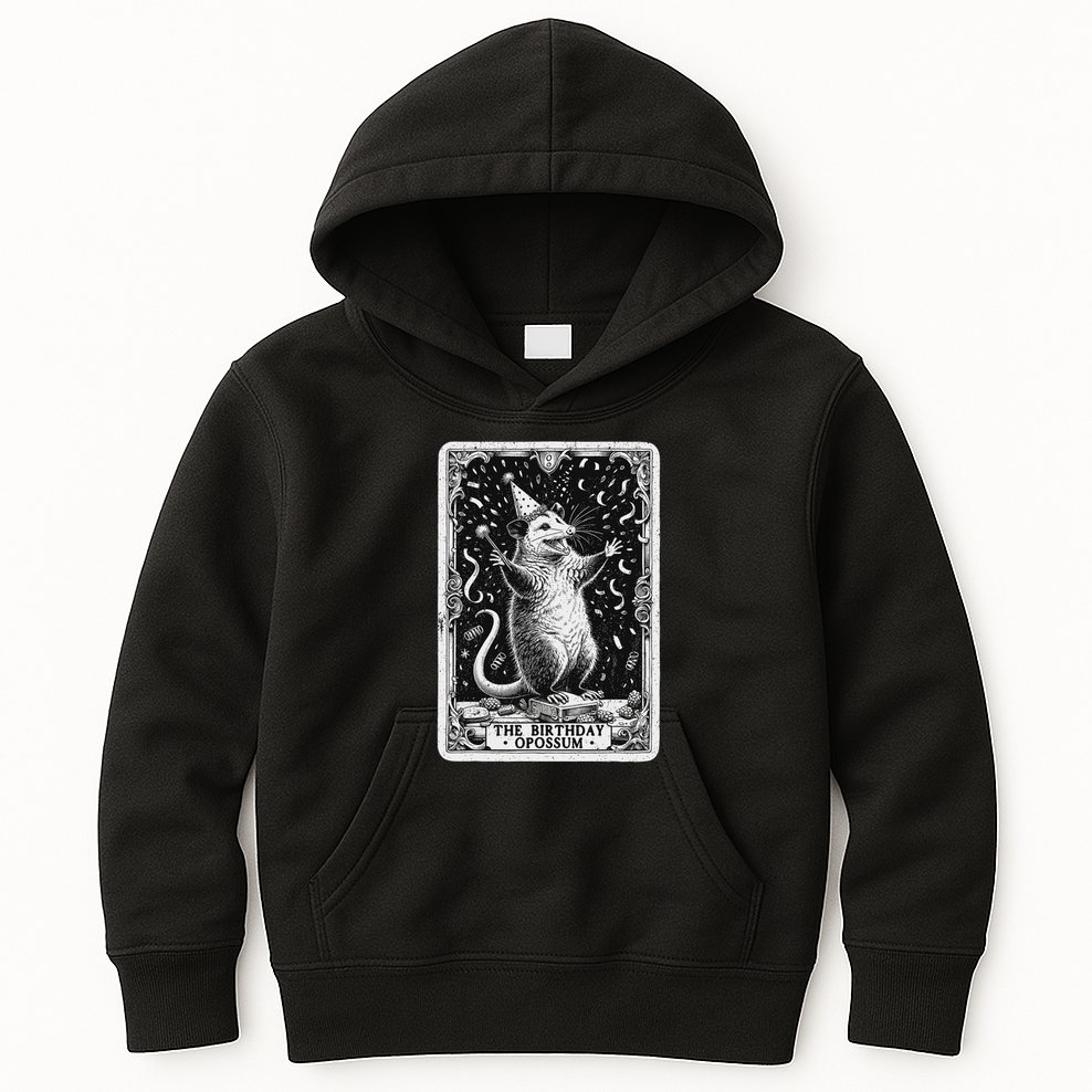 The Birthday Opossum Tarot Card Opossum Kids Hoodie