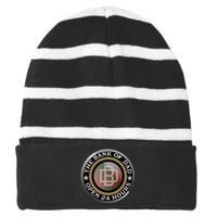 The Bank Of Dad Funny Fathers Day T Striped Beanie with Solid Band