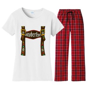 Traditional Bavarian Oktoberfest 24 Lederhosen Beer Drinkin Women's Flannel Pajama Set