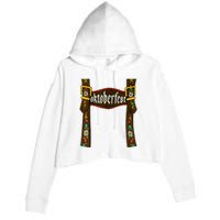 Traditional Bavarian Oktoberfest 24 Lederhosen Beer Drinkin Crop Fleece Hoodie