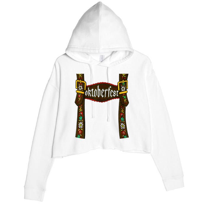 Traditional Bavarian Oktoberfest 24 Lederhosen Beer Drinkin Crop Fleece Hoodie