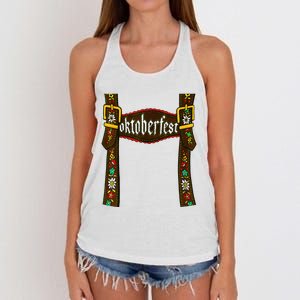 Traditional Bavarian Oktoberfest 24 Lederhosen Beer Drinkin Women's Knotted Racerback Tank