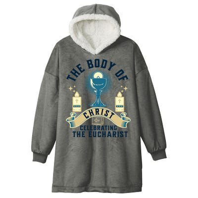 The Body Of Christ Celebrating The Eucharist Hooded Wearable Blanket