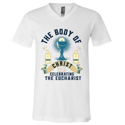 The Body Of Christ Celebrating The Eucharist V-Neck T-Shirt