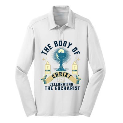 The Body Of Christ Celebrating The Eucharist Silk Touch Performance Long Sleeve Polo