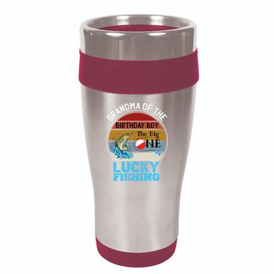 The Big One Birthday Theme Fishing Grandma Of Birthday 16oz Travel Tumbler