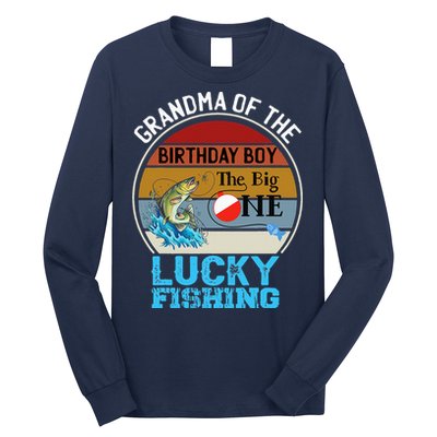 The Big One Birthday Theme Fishing Grandma Of Birthday Long Sleeve Shirt