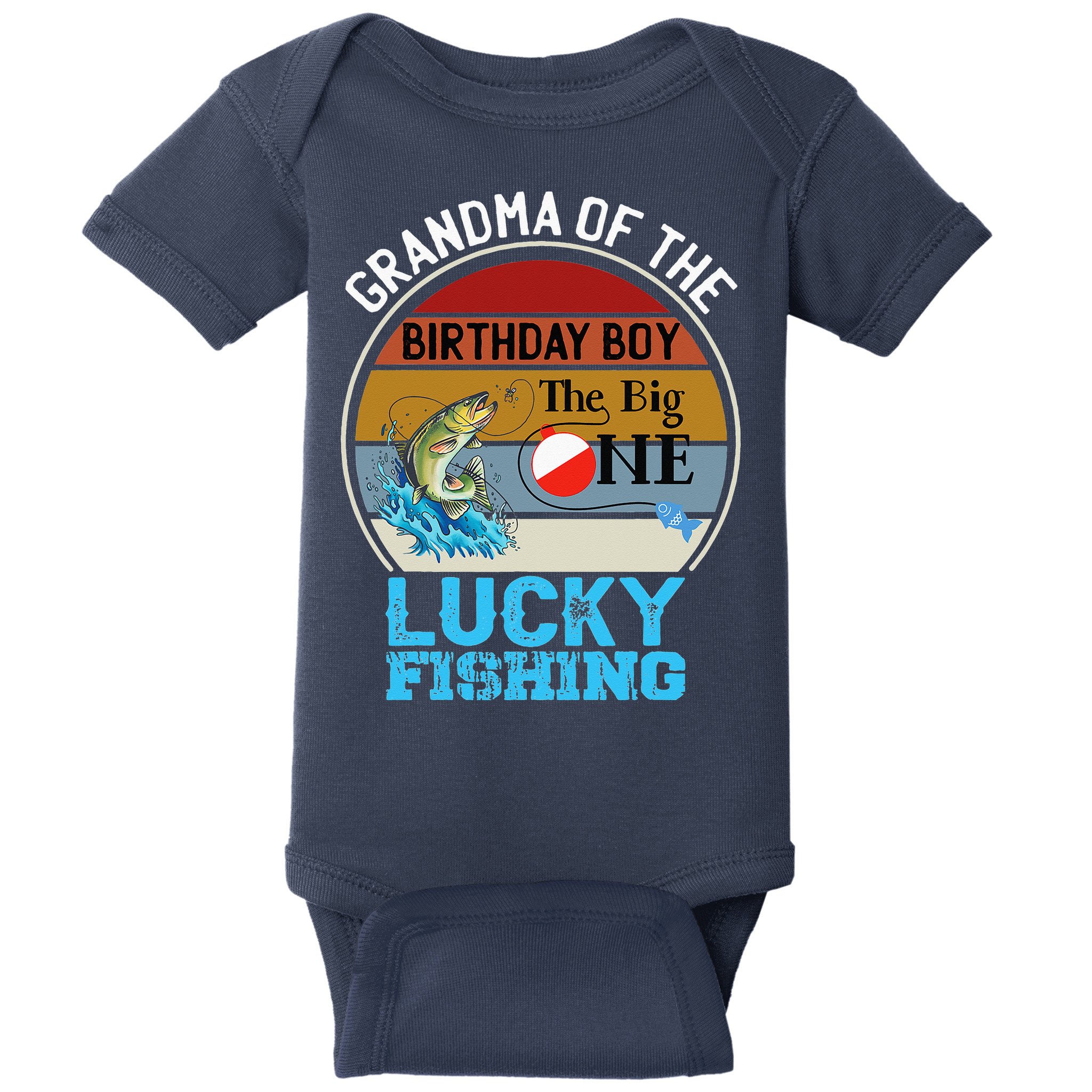 The Big One Birthday Theme Fishing Grandma Of Birthday Baby Bodysuit