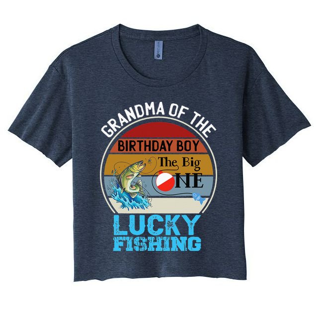 The Big One Birthday Theme Fishing Grandma Of Birthday Crop Top