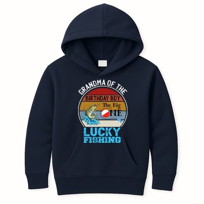 The Big One Birthday Theme Fishing Grandma Of Birthday Kids Hoodie