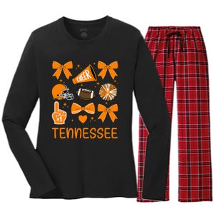 Tennessee Bow Orange For Tn Lovers Women's Long Sleeve Flannel Pajama Set 