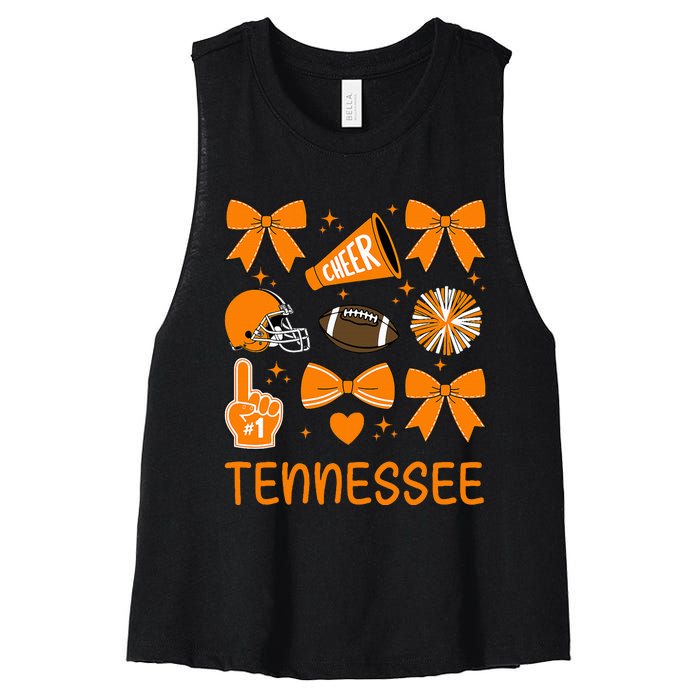 Tennessee Bow Orange For Tn Lovers Women's Racerback Cropped Tank