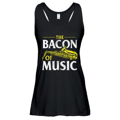 The Bacon Of Music Saxophone Player Saxophonist Jazz Ladies Essential Flowy Tank