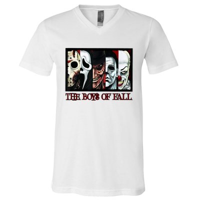 The Boyss Of Fall Horror Films Halloween V-Neck T-Shirt