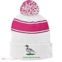 Throw Bread On Me Funny Duck Apparel Stripe Pom Pom Beanie
