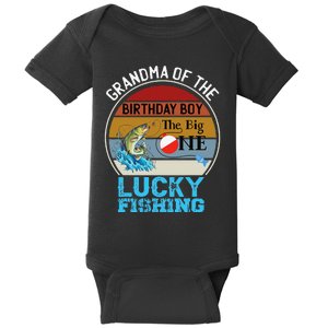 The Big One Birthday Theme Fishing Grandma Of Birthday Baby Bodysuit