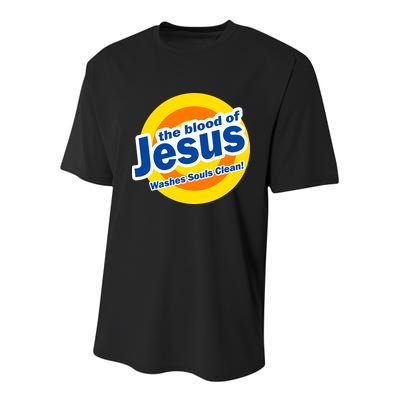 The Blood Of Jesus Washes Souls Clean Youth Performance Sprint T-Shirt