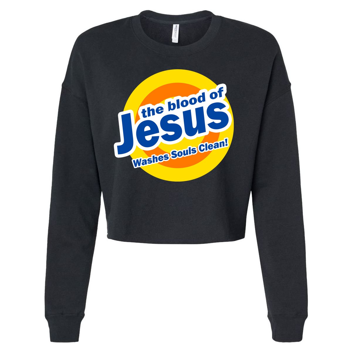 The Blood Of Jesus Washes Souls Clean Cropped Pullover Crew