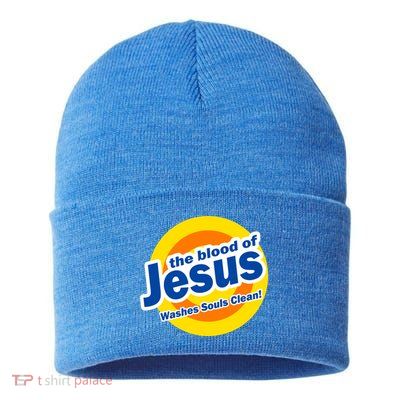 The Blood Of Jesus Washes Souls Clean Sustainable Knit Beanie