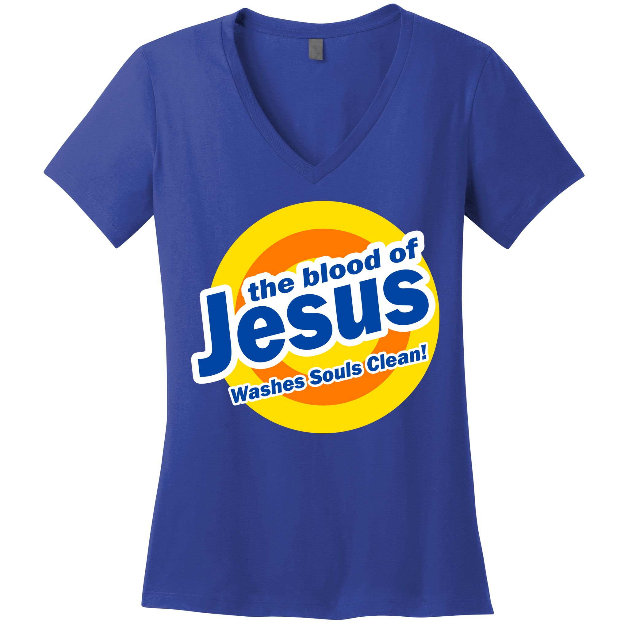 The Blood Of Jesus Washes Souls Clean Women's V-Neck T-Shirt