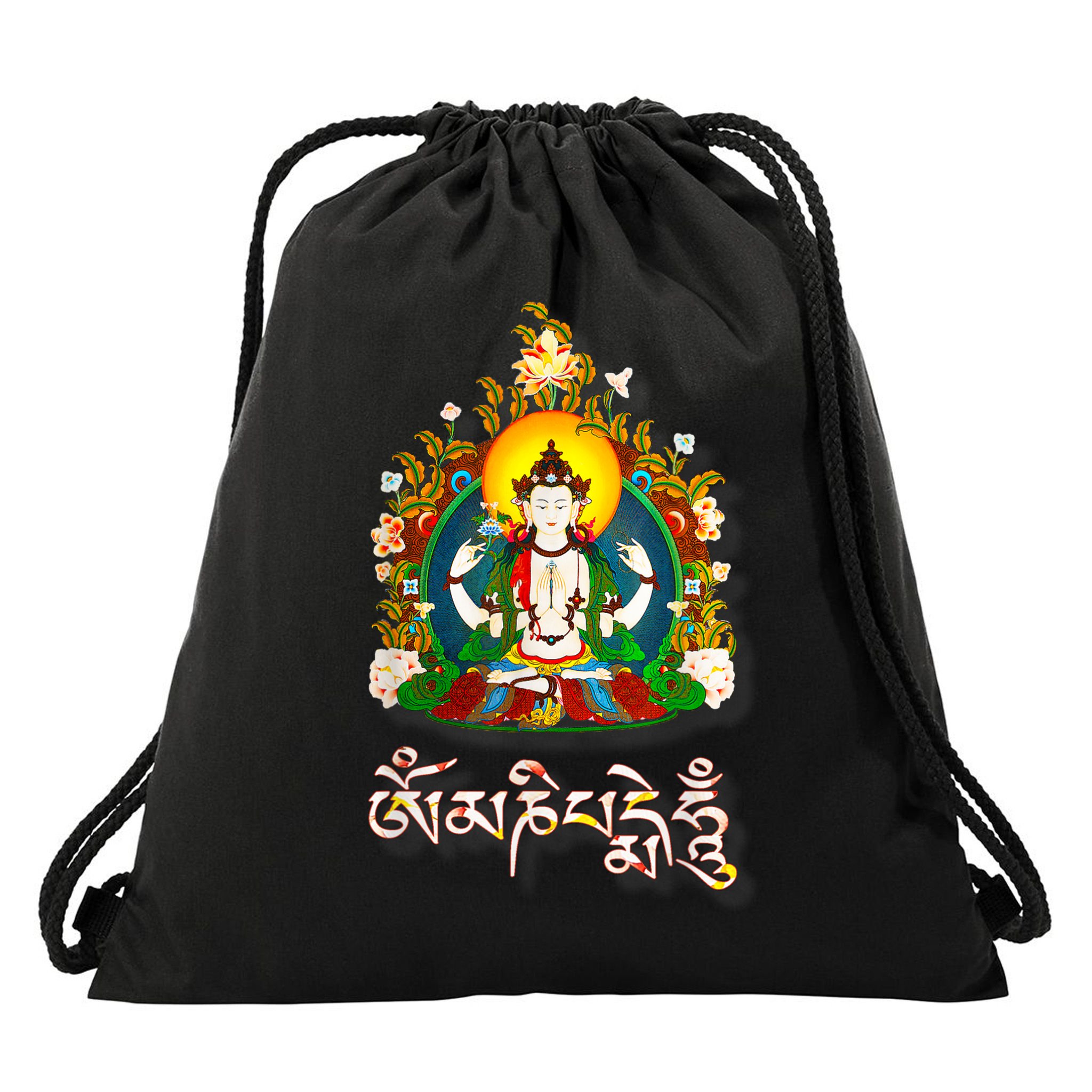Tibetan Buddha Om Mani Padme Hum Amitabh Drawstring Bag