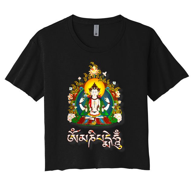 Tibetan Buddha Om Mani Padme Hum Amitabh Crop Top