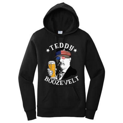 Teddy Boozevelt President Theodore Roosevelt Drinking Beer Women's Pullover Hoodie