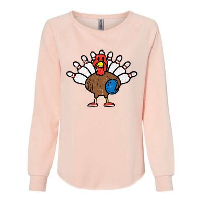 Turkey Bowling Pins Funny Thanksgiving Sports Womens California Wash Sweatshirt