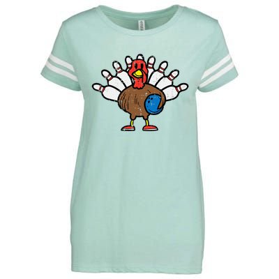 Turkey Bowling Pins Funny Thanksgiving Sports Enza Ladies Jersey Football T-Shirt