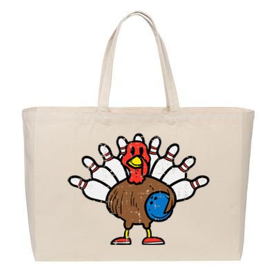 Turkey Bowling Pins Funny Thanksgiving Sports Cotton Canvas Jumbo Tote