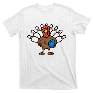 Turkey Bowling Pins Funny Thanksgiving Sports T-Shirt