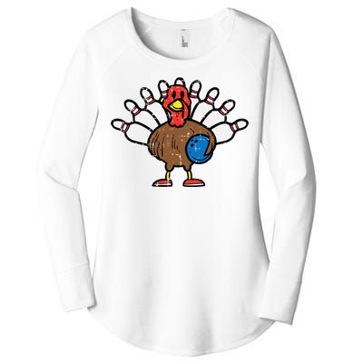 Turkey Bowling Pins Funny Thanksgiving Sports Women's Perfect Tri Tunic Long Sleeve Shirt