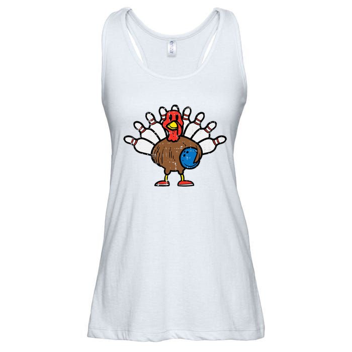 Turkey Bowling Pins Funny Thanksgiving Sports Ladies Essential Flowy Tank