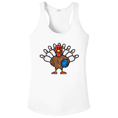 Turkey Bowling Pins Funny Thanksgiving Sports Ladies PosiCharge Competitor Racerback Tank