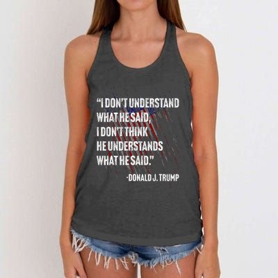 Trump Biden Presidential Debate 2024 Funny Women's Knotted Racerback Tank